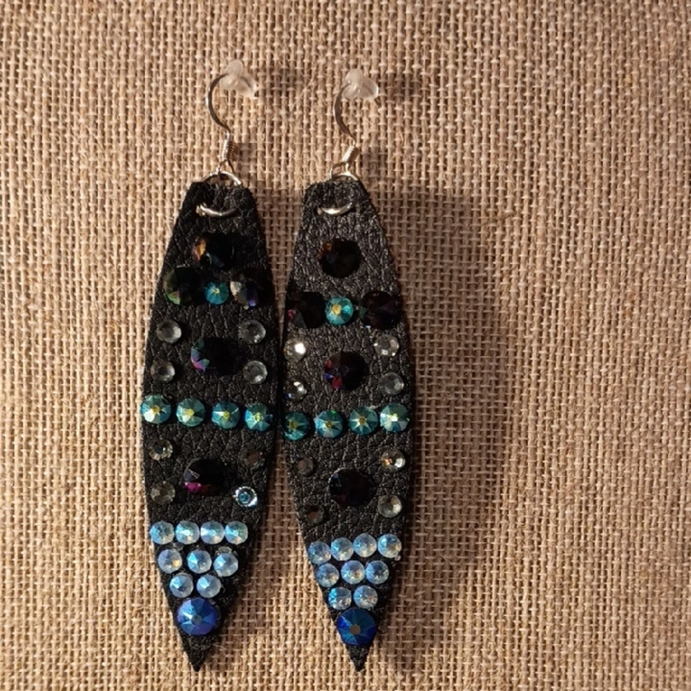 Bohemian Black and Blue Dangle Earrings